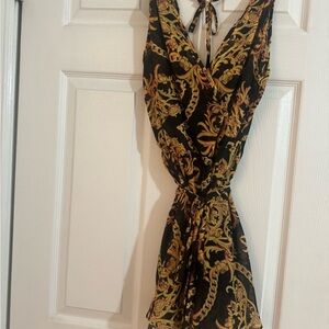 Black and Gold Halter Backless sundress and/or Swimwear Cover Up